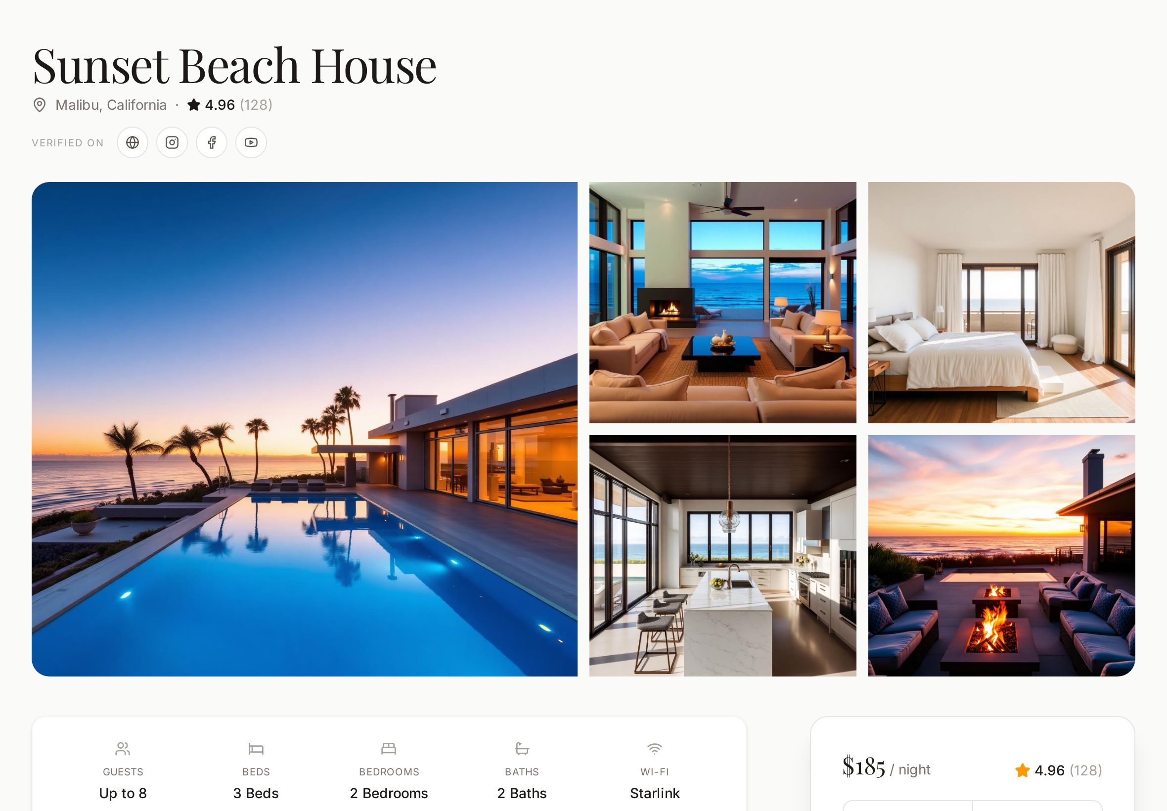 BookMe Direct example listing on an iPad in landscape
